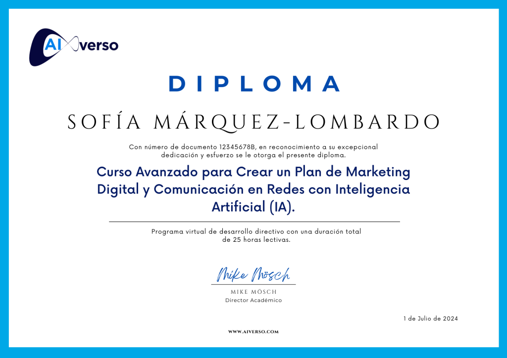 Curso Avanzado para Crear un Plan de Marketing Digital y Comunicación en Redes con Inteligencia Artificial (IA).