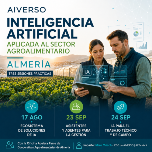 AIVERSO participará en tres sesiones sobre Inteligencia Artificial aplicada al sector agroalimentario de Almería